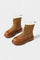 Women's Cleated Sole Boots with Faux Fur Trim in Brown