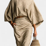 Long Sleeve Casual Ensemble with Flowing Maxi Skirt, photo 2