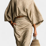 Long Sleeve Casual Ensemble with Flowing Maxi Skirt, photo 2