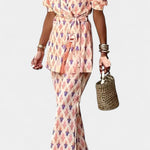 Puff-Sleeve Set with Flared Pants