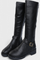 Buckled High Boots with Zipper Closure in Black