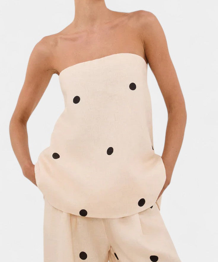 Strapless High-Waisted Wide-Leg Two-Piece Set, photo 2