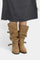 Pointed-Toe Western High Boots in Khaki