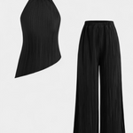Halter Neck Asymmetrical Top with Wide-Leg Pants Set, photo 9