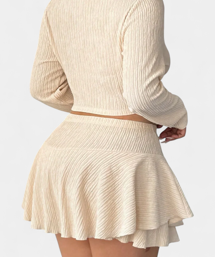 Long Sleeve Contemporary Ensemble with Ruffled Skirt, photo 2