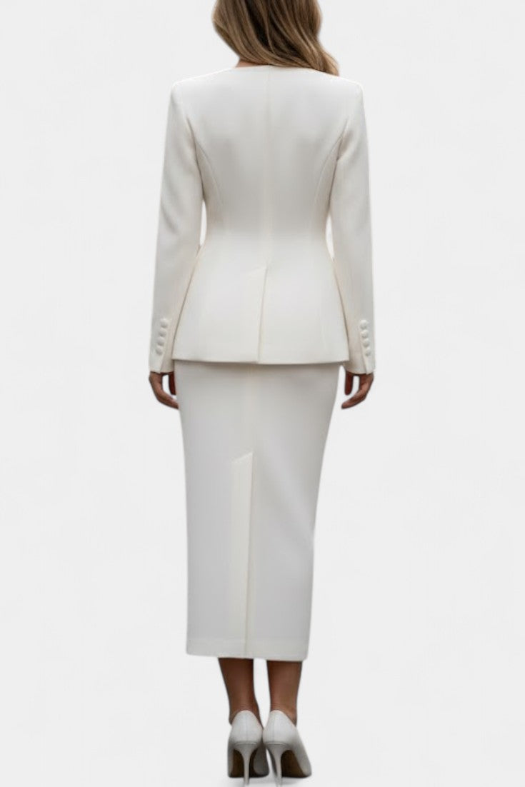 Blazer Set with Square Collar and Flowing Long Skirt, photo 3