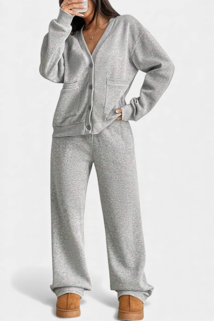 Cozy Cardigan Jacket & Wide-Leg Pants Set, photo 2