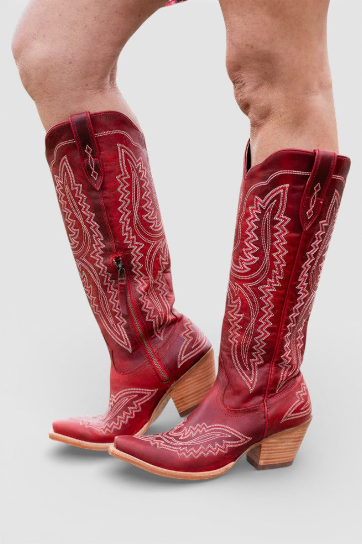 Retro Western Embroidered Pointed Toe Booties, photo 4