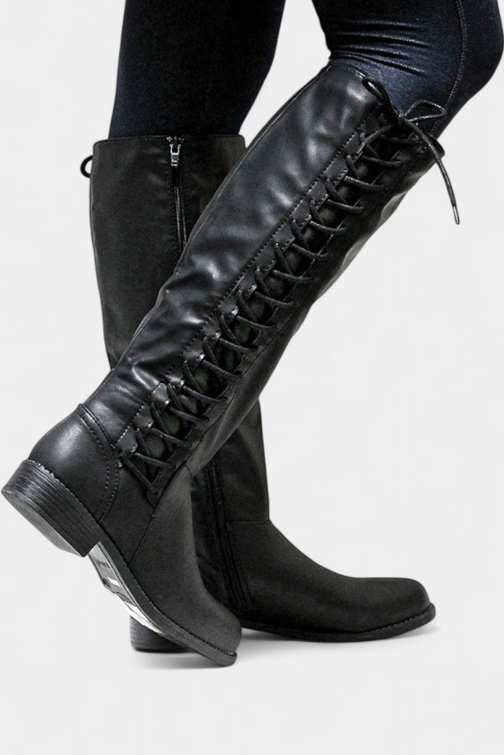 Cushioned-Sole High Boots in Black