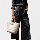 Flowing Top & Capri Pants Set in Black