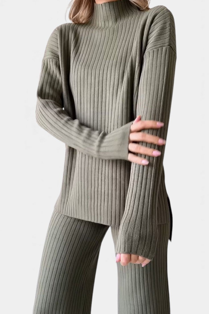 Stylish Casual Knit Set with Side Slit, photo 3