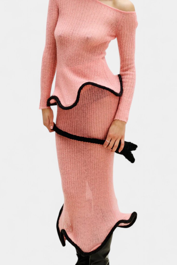 Asymmetric Knit Set with Shimmer Midi Skirt, photo 3