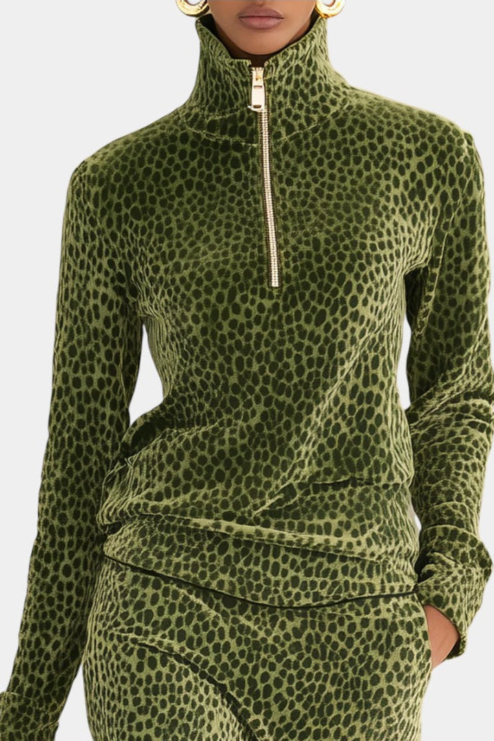 Women's Retro Leopard High Collar Ensemble, photo 3