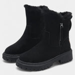 Fur-Trimmed High-Top Platform Snow Boots in Black