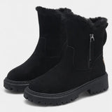 Fur-Trimmed High-Top Platform Snow Boots in Black