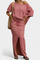 Asymmetrical Denim Set with Long Skirt in Red