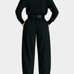 Black High Collar Ensemble with Straight Leg Pants, photo 4