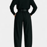 Black High Collar Ensemble with Straight Leg Pants, photo 4
