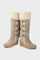 Wedge-Heel Winter Boots with Fur Lining in Beige