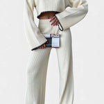 Women's Two-Piece Minimalist Knit Set in Beige