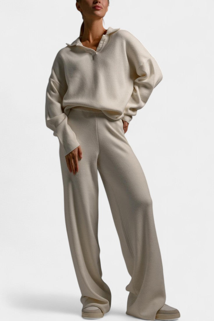 Soft & Stylish Knit Two-Piece Ensemble in White