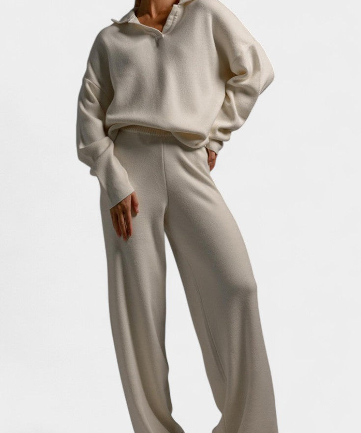 Soft & Stylish Knit Two-Piece Ensemble in White