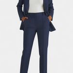 Women's Soft Fabric Two-Piece Fitted Set in Navy Blue