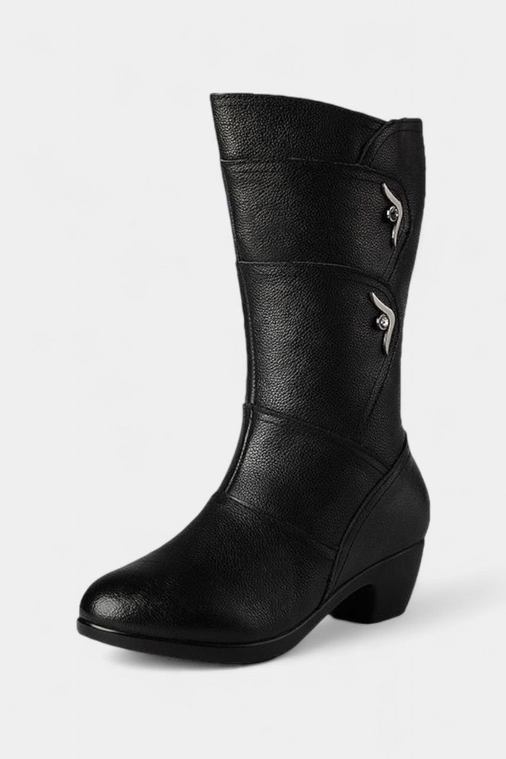 Ankle Boots Featuring Side Zipper and Cushioned Sole in Black