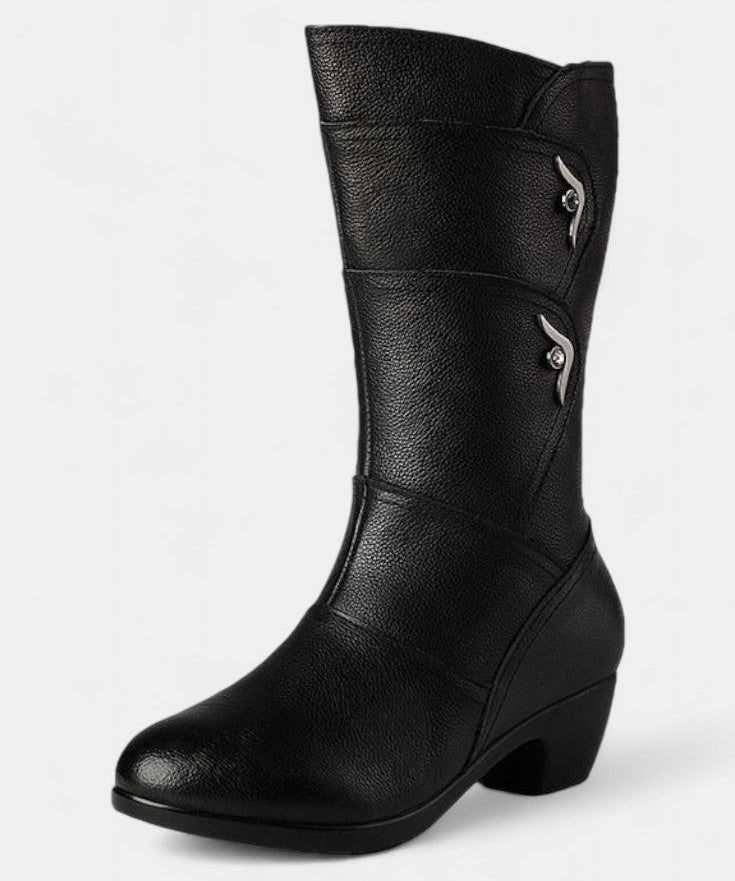 Ankle Boots Featuring Side Zipper and Cushioned Sole in Black