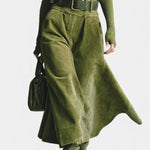 Olive Off-the-Shoulder Top with Midi Suede Skirt Ensemble, photo 3
