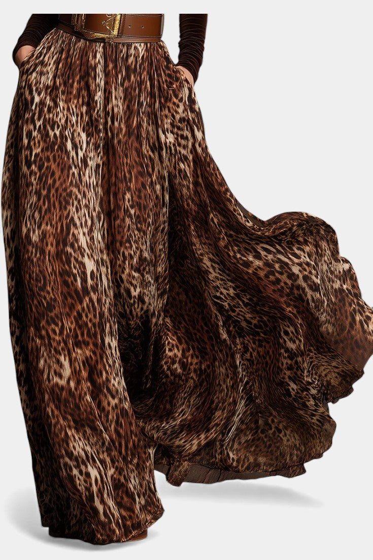 Women's Velvet Turtleneck & Leopard Skirt Set, photo 3