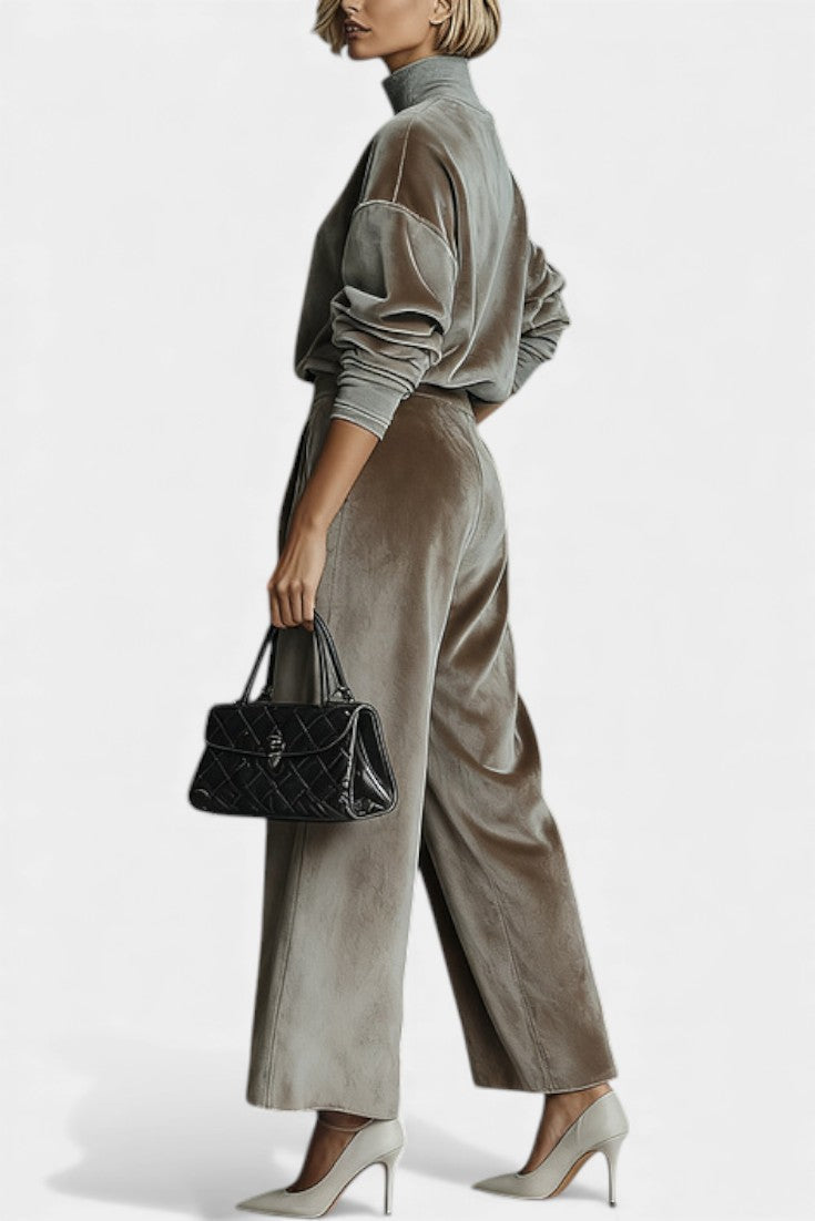 Women's Cozy Velvet Turtleneck Lounge Set, photo 3