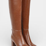 Chic Zip Boots with Comfortable Block Heel in Brown