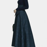 Night Blue High Neck Set with Checkered Skirt, photo 2