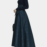 Night Blue High Neck Set with Checkered Skirt, photo 2