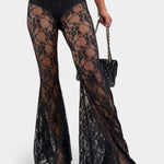 Belted Blazer & Lace Mermaid Pants Set in Pants