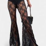 Belted Blazer & Lace Mermaid Pants Set in Pants