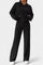 Women's Striped Knit Hoodie and Pants Set in Black