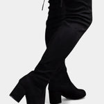 Women's Chunky-Heeled Thigh-High Boots in Black
