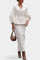 Chic Tailored Ensemble with V-Neck and Puff Sleeves in White