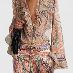 Women's Paisley Print Ruffled Blouse Set, photo 2