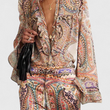 Women's Paisley Print Ruffled Blouse Set, photo 2