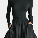 Black High-Neck Set with Pleated Skirt, photo 2