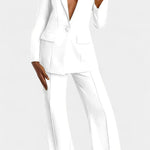 Blazer and High-Waisted Pants Ensemble in White