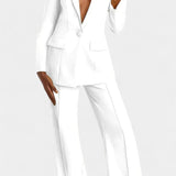 Blazer and High-Waisted Pants Ensemble in White