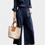 Flowing Top & Capri Pants Set in Navy