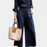 Flowing Top & Capri Pants Set in Navy