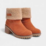 Sienna Faux Fur Block Heel Ankle Boots in Orange