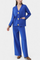 Classic Cardigan Set with Wide-Leg Pants in Blue