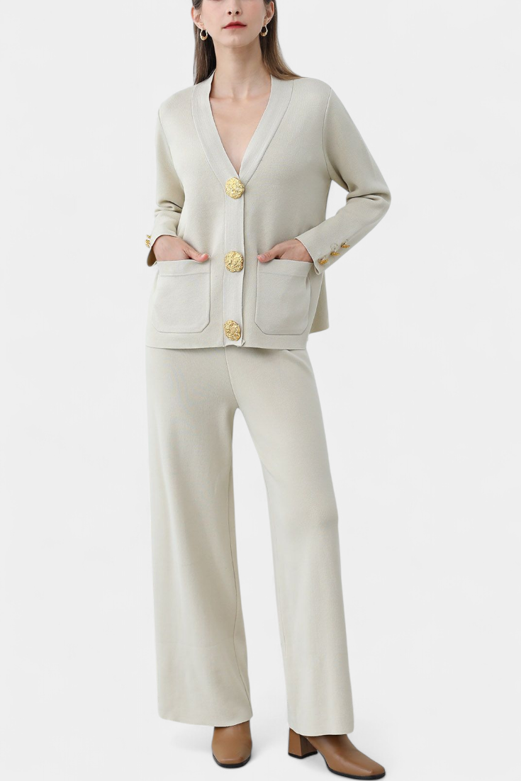 Classic Cardigan Set with Wide-Leg Pants, photo 7